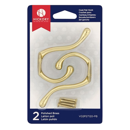 Hickory Hardware Coat Hook Double, 2PK V02P27120-PB